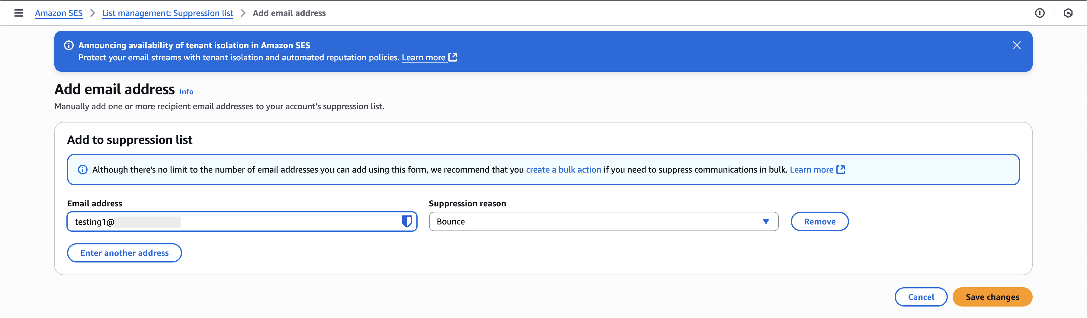 Testing - Add Email to Suppression List