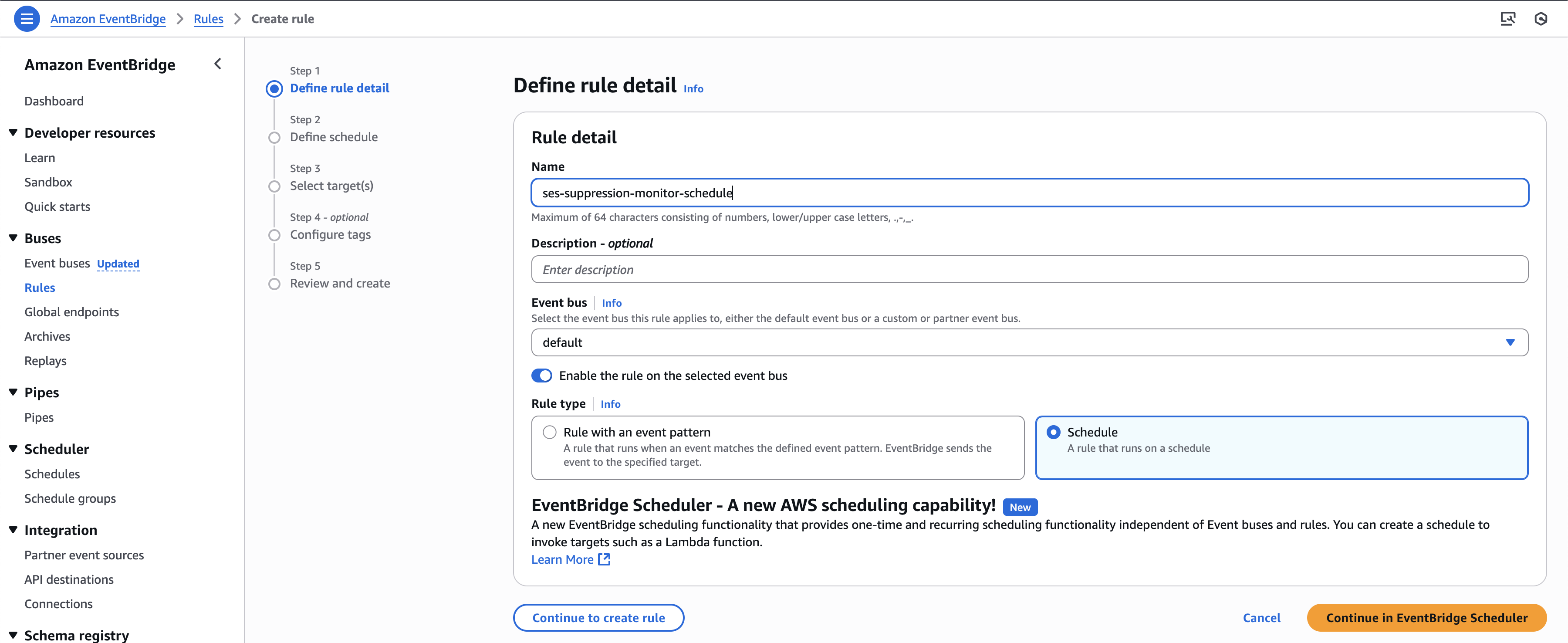 Amazon Eventbridge Scheduling