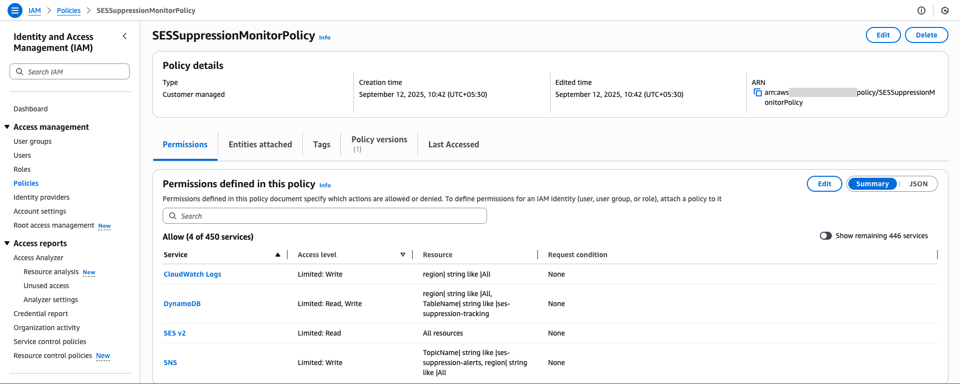IAM Policy for Lambda Role