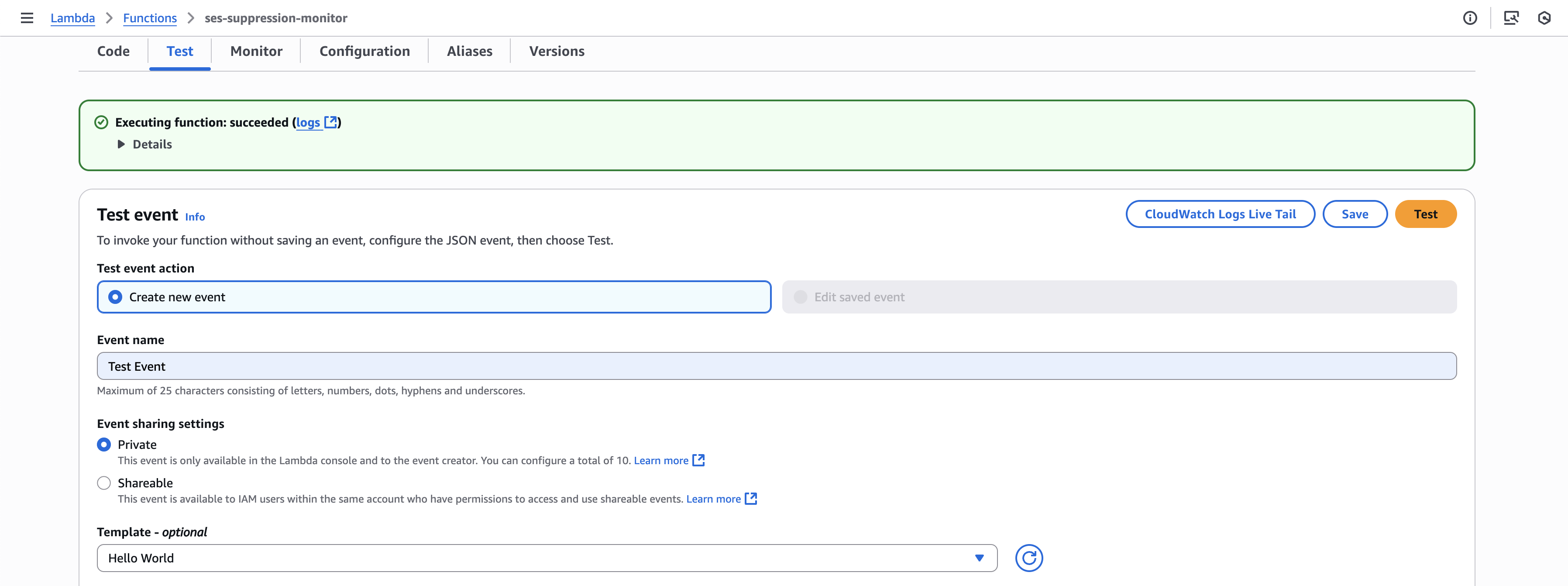 Lambda Function Testing