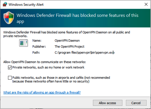 Allow OpenVPN from Windows Firewall