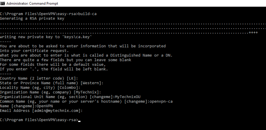 Create CA Cert and Key