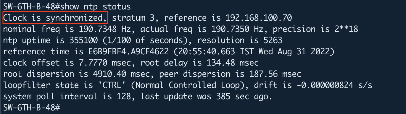 Show the NTP Status on Cisco Device