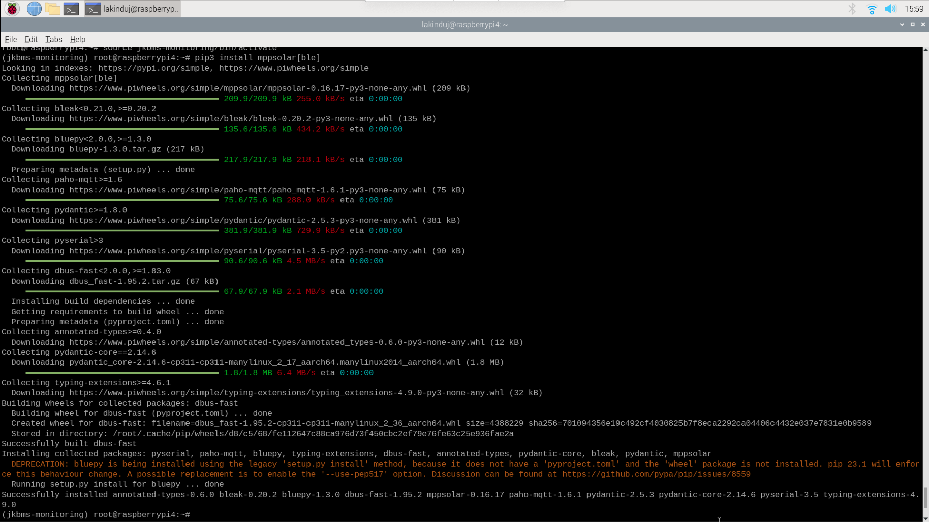 Install mppsolar[ble] python package