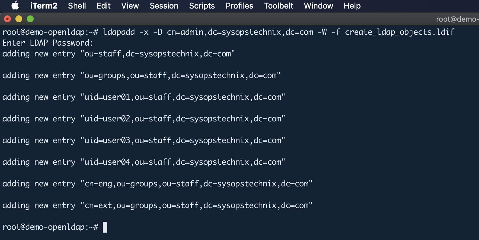 Create LDAP Users using LDIF