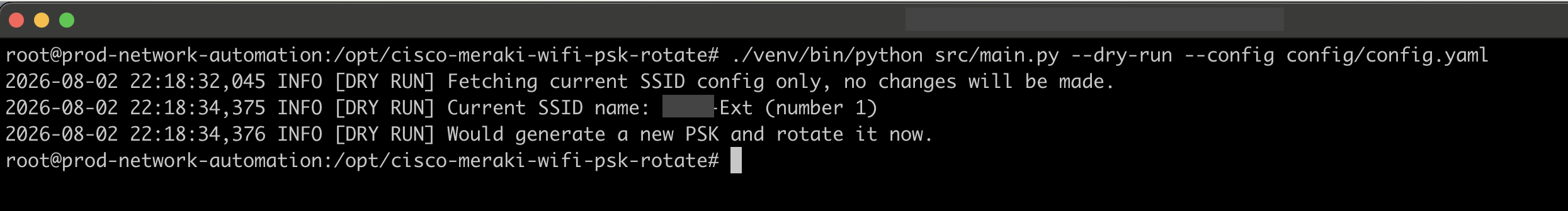 SSID PSK Rotation Dry RUn