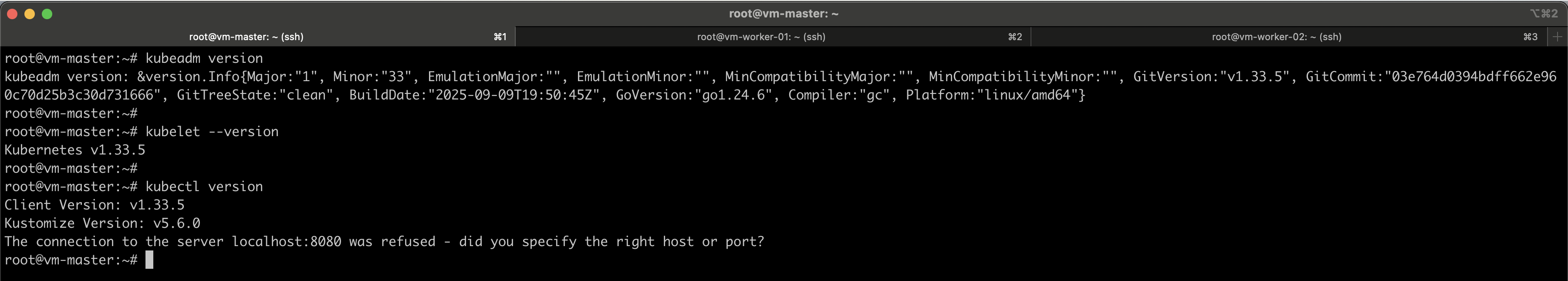 Verify kubeadm, kubelet and kubectl