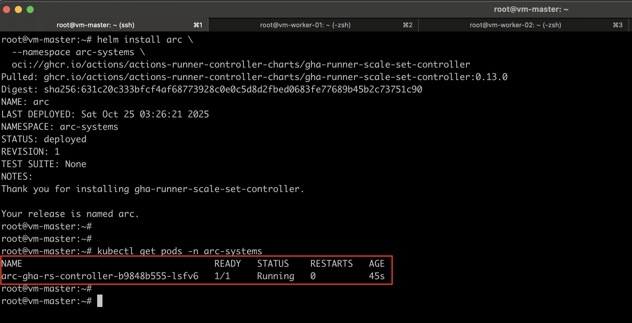 Install GitHub Actions Runner Controller