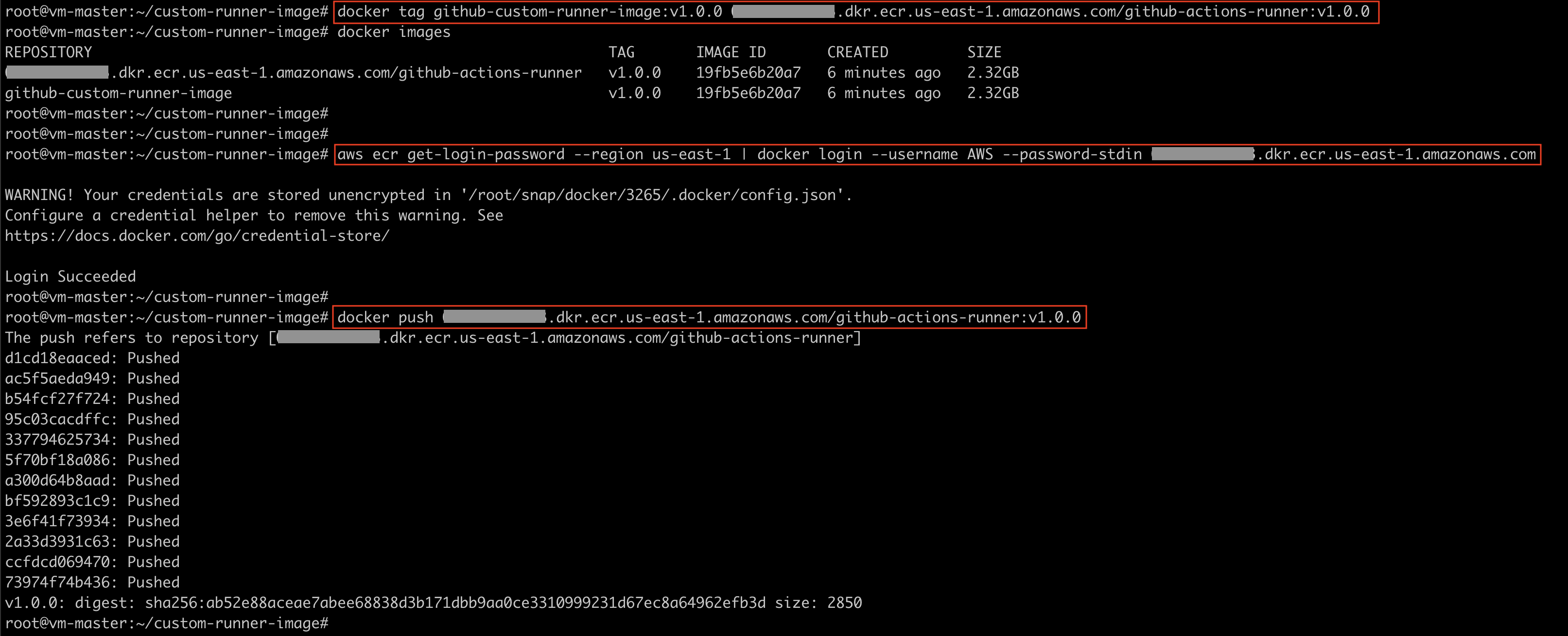 Push Custom Runner Image to AWS ECR