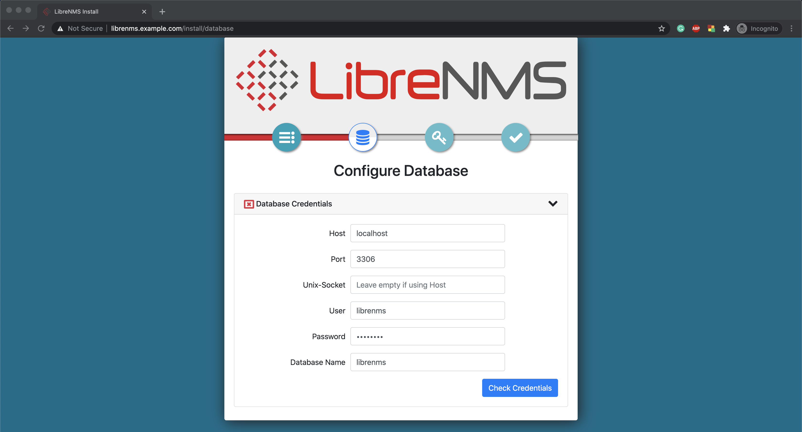 Add Database Credintials