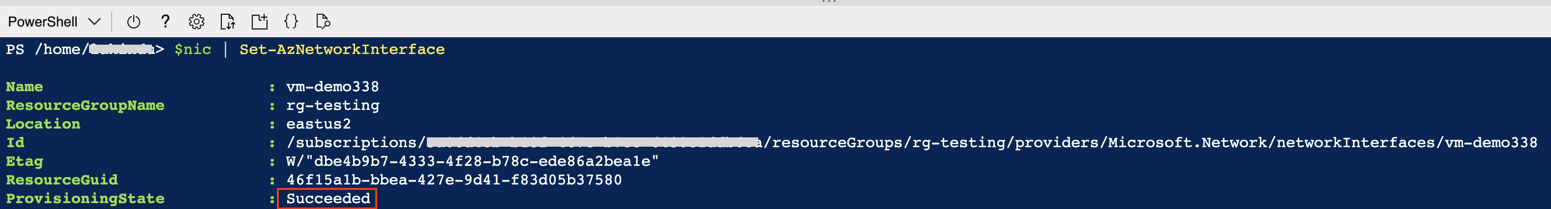 Azure VM Subnet Change using PowerShell Status
