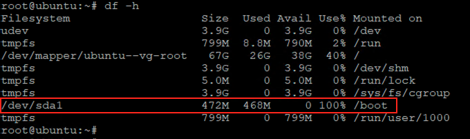 Linux /boot partition space