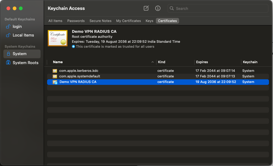 Import CA to MacOS