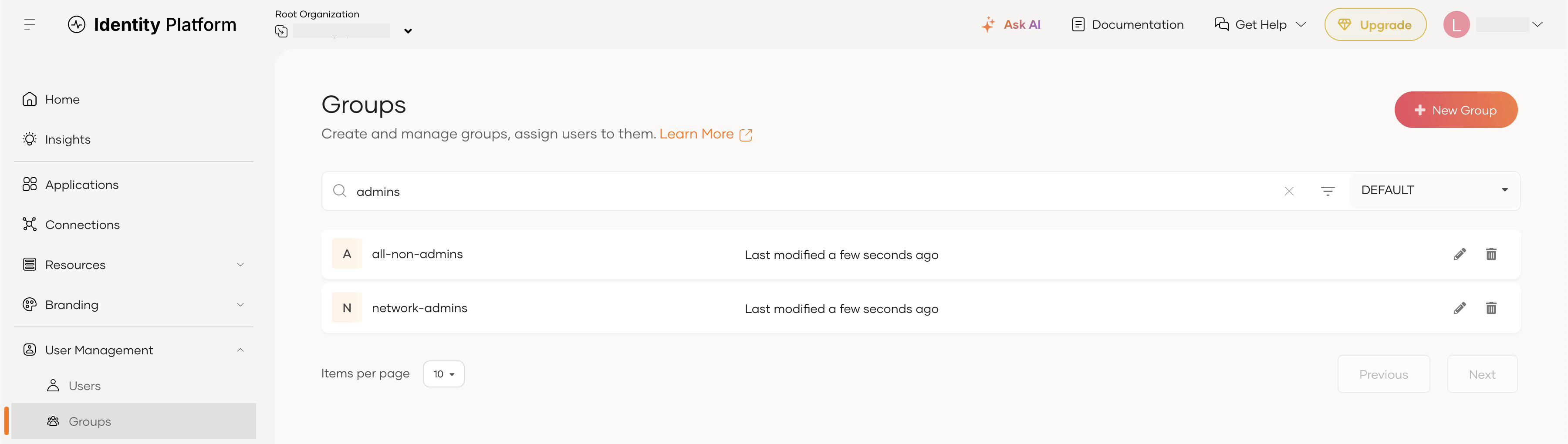 Create Asgardeo Groups