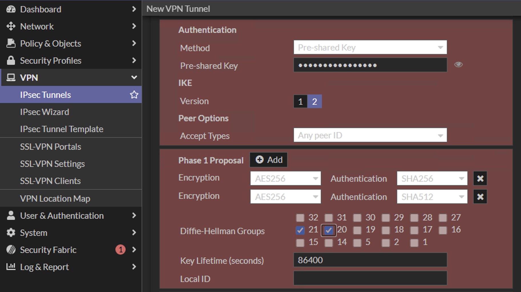IPSec Dial-Up VPN - Authentication & Phase 1 Configurations