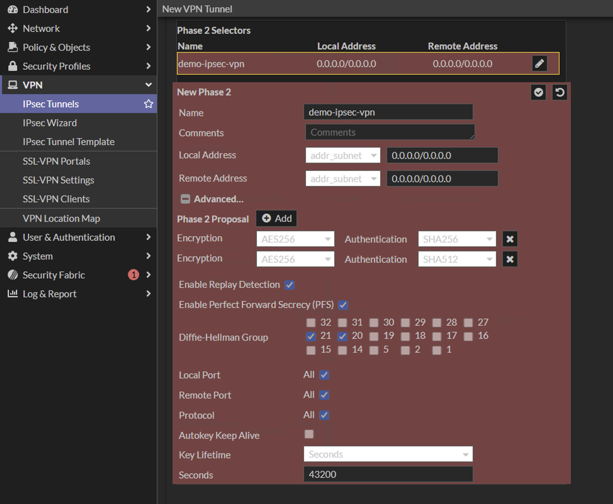 IPSec Dial-Up VPN - Phase 2 Configurations