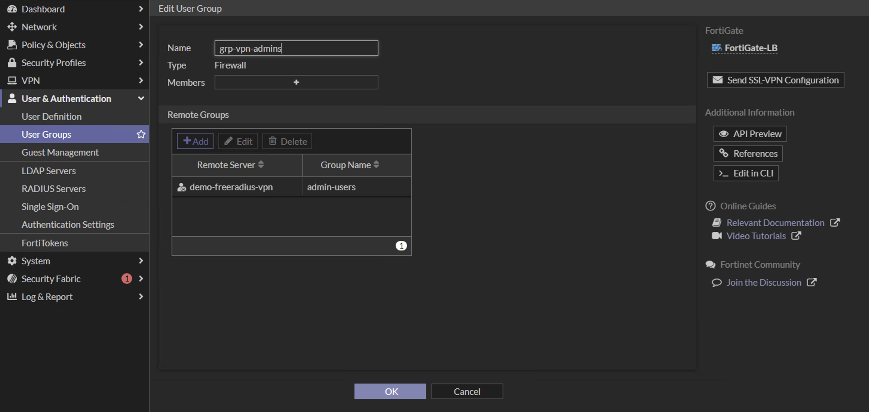 Create User Groups on Fortigate