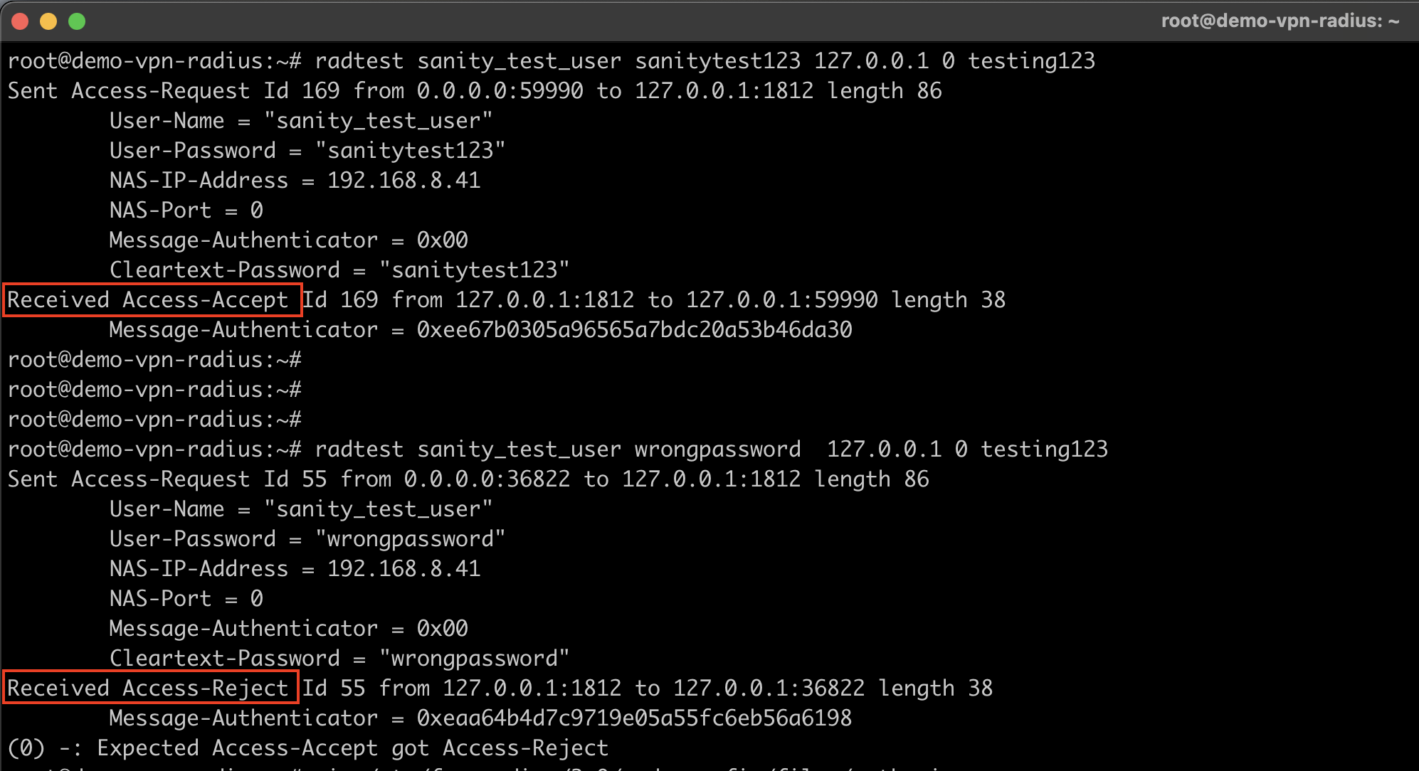 Perform a Baseline FreeRADIUS Test