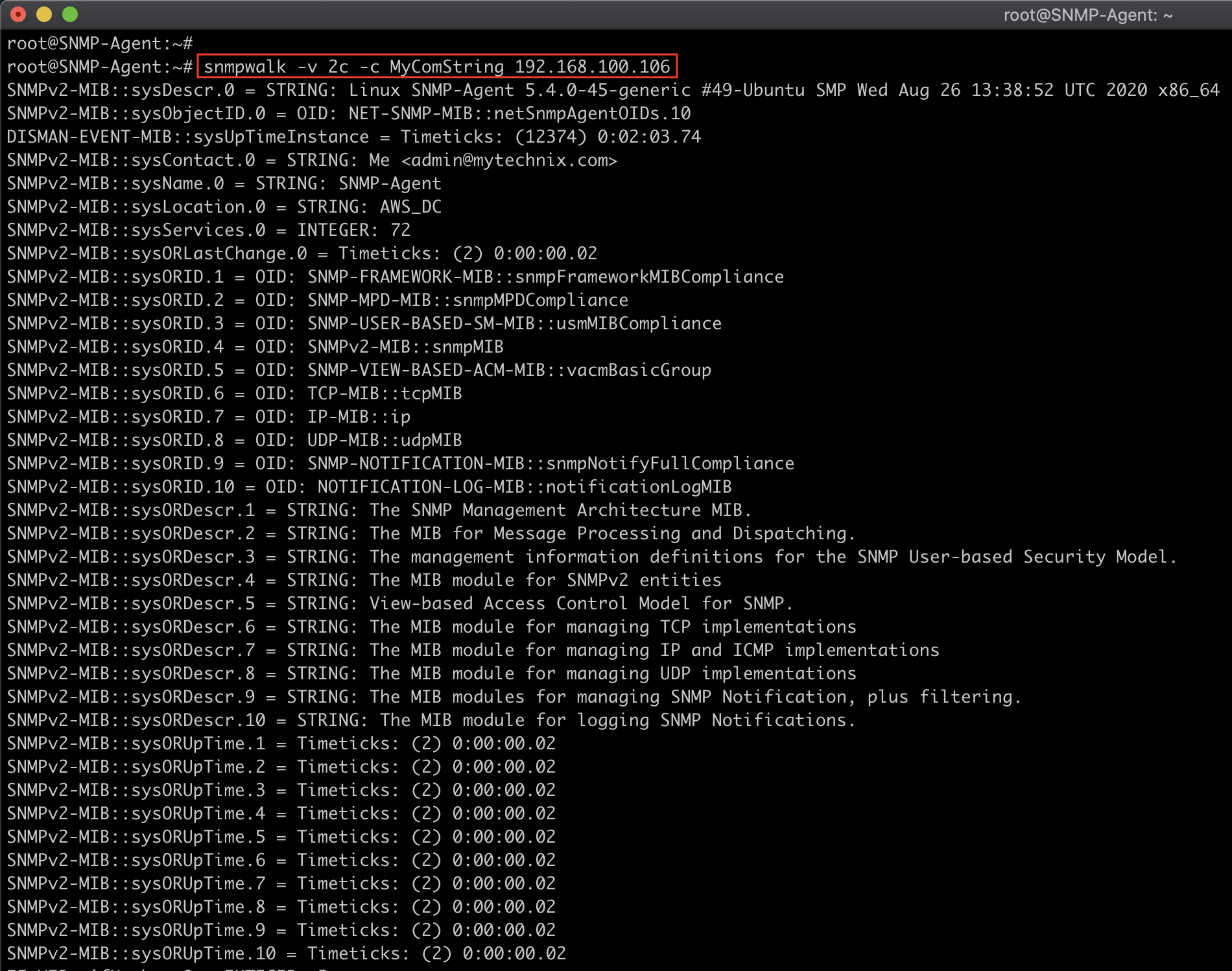 Verify SNMPv2c Query