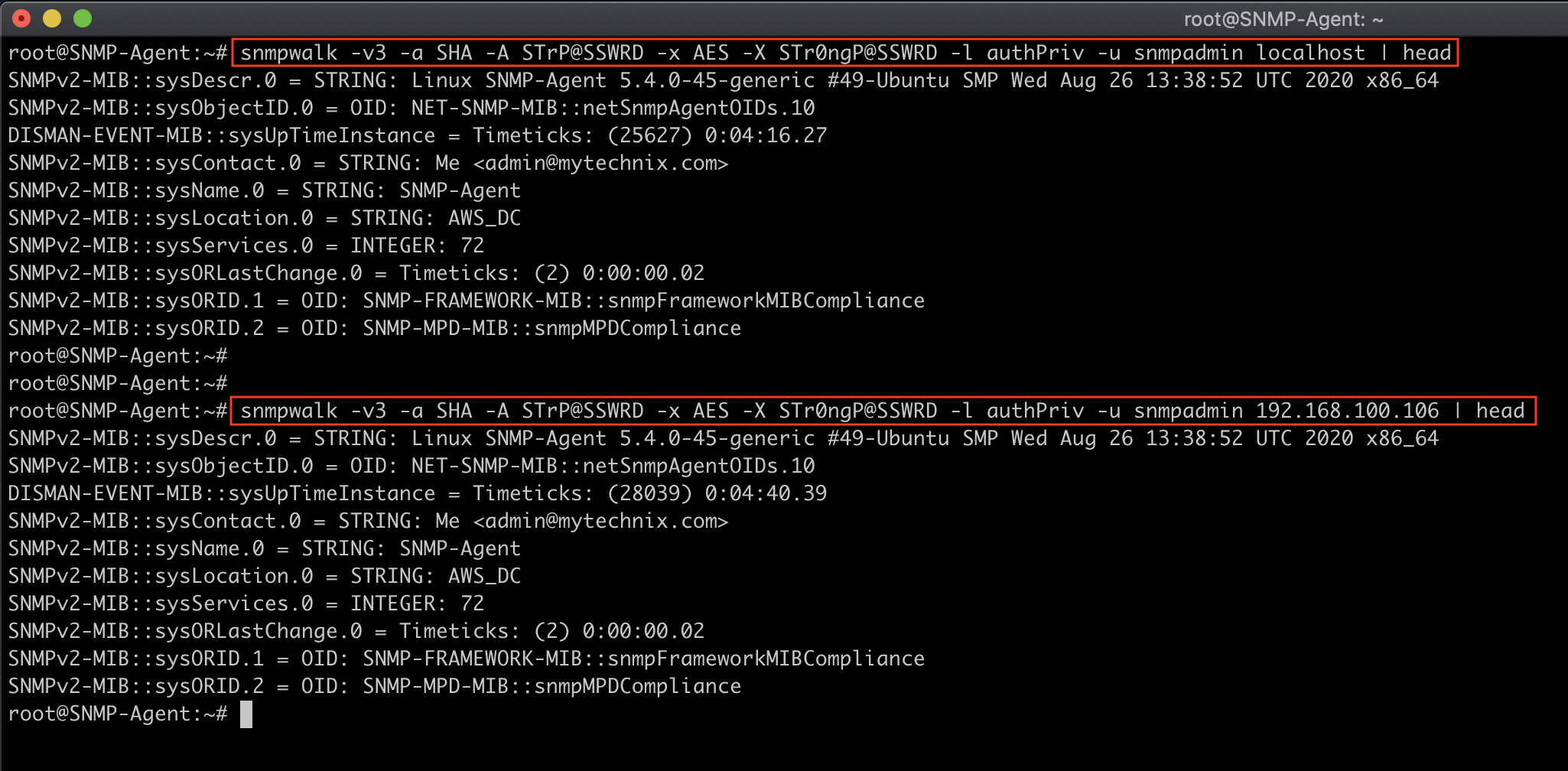 Verify SNMPv3 Query