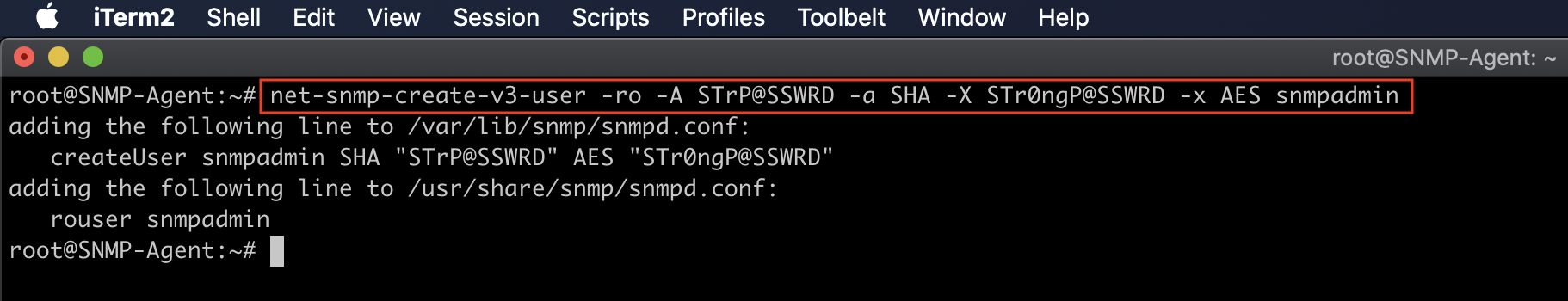 SNMPv3 User Creation